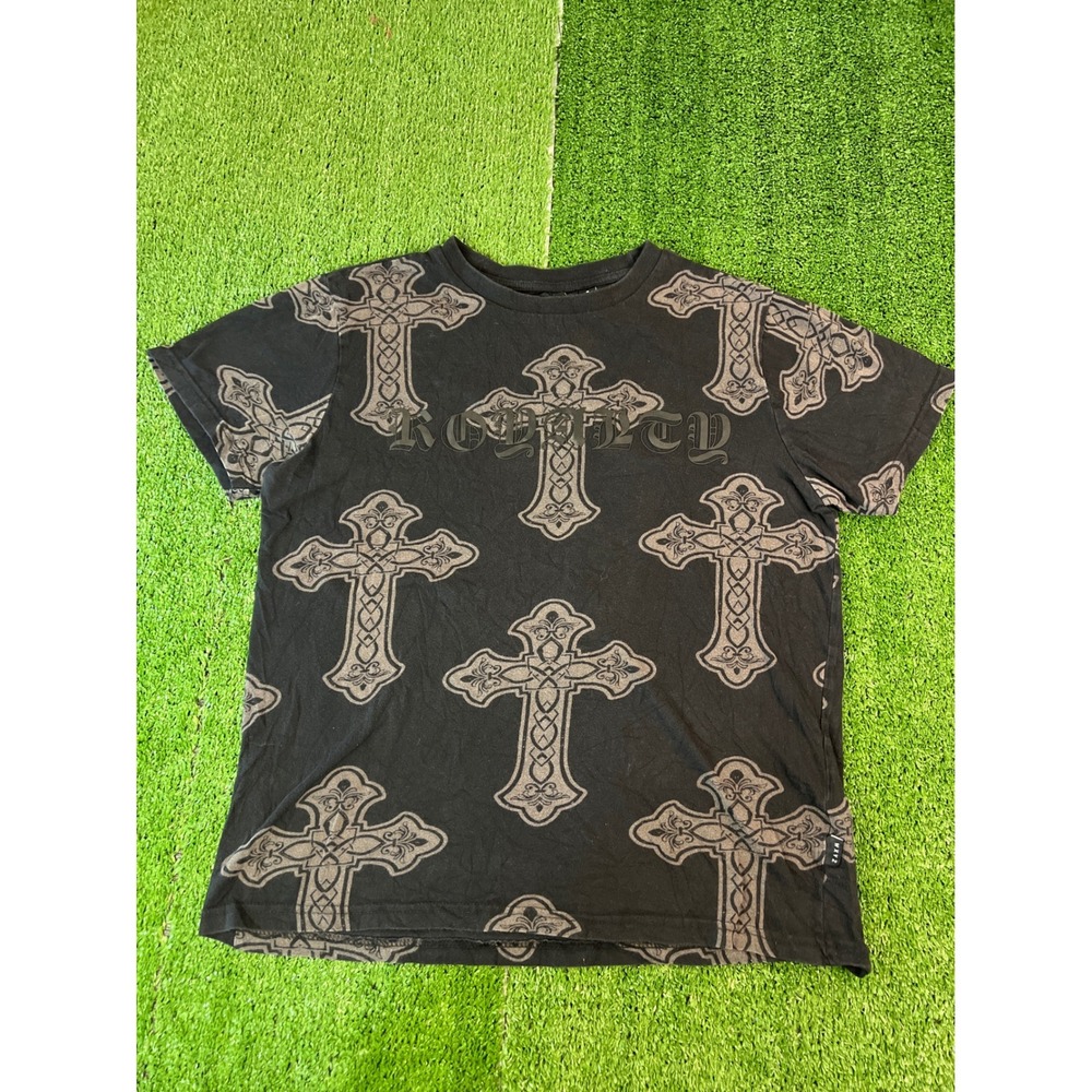 WXYZ Black All Over Print Graphic Cross Gothic Grunge Tee‎ T Shirt Sz S